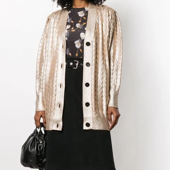 MSGM Metallic Gold Knit Cardigan (INT XL) - Picture 2 of 5
